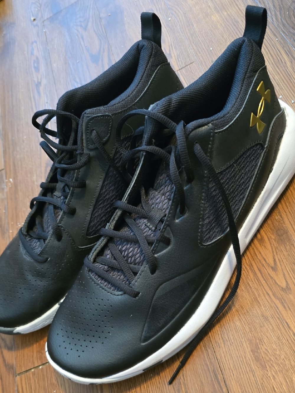 Under Armour Men’s Black Athletic Shoes with Gold Logo